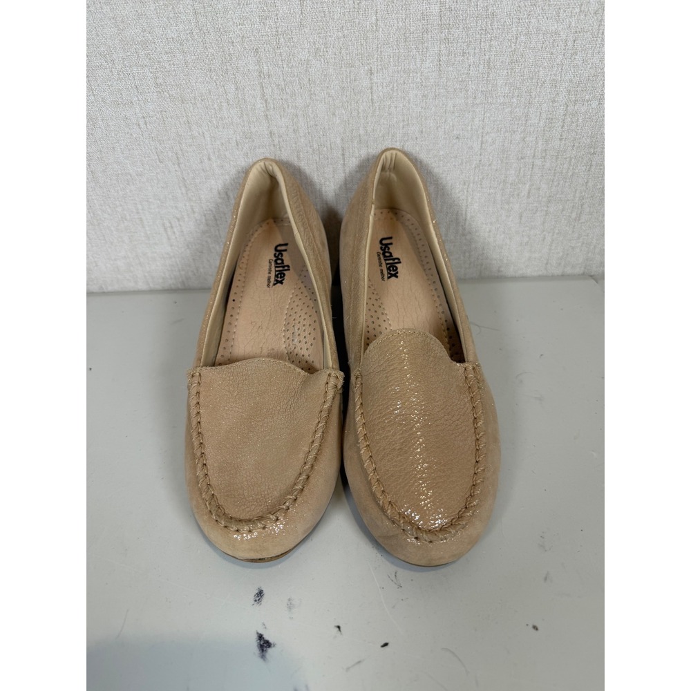 Usaflex‎ leather slip-on loafers wedge heel women size 6